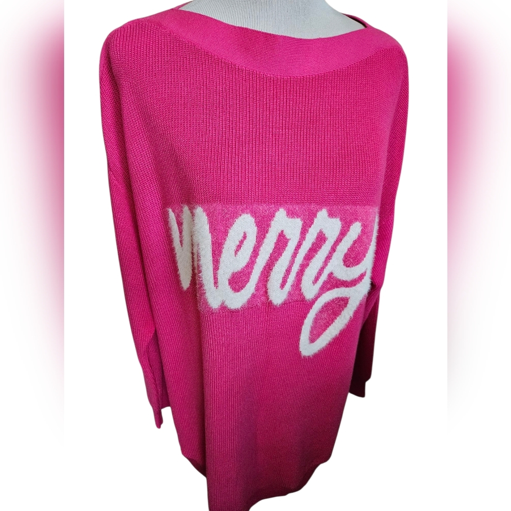 Astrologie XXL Merry‎ Tunic Sweater Pink Long Sleeve Womens Christmas